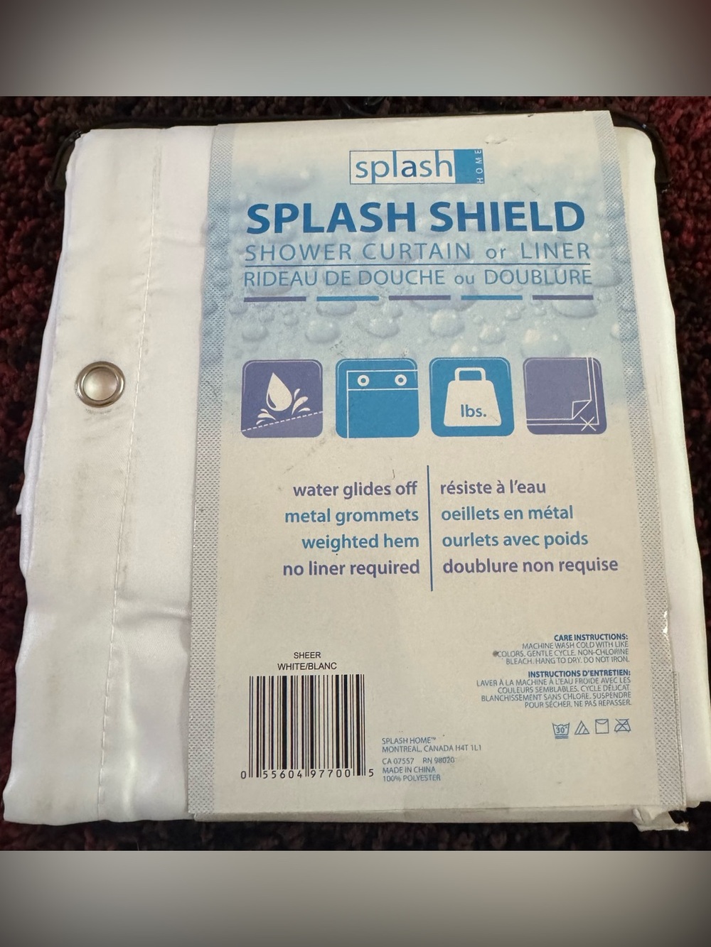 🚿✨ Splash Home Splash Shield Shower Curtain / Liner – White Sheer 70" x 72" ✨🚿